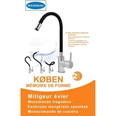 ROUSSEAU Robinet de cuisine Køben - Mémoire de forme - Gris et noir