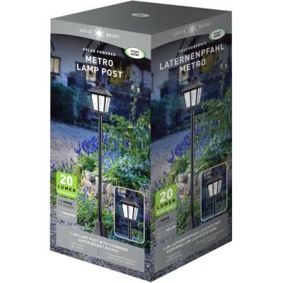 Lampadaire solaire SMART GARDEN Metro 20 lumens Noir - 130 x 18 cm
