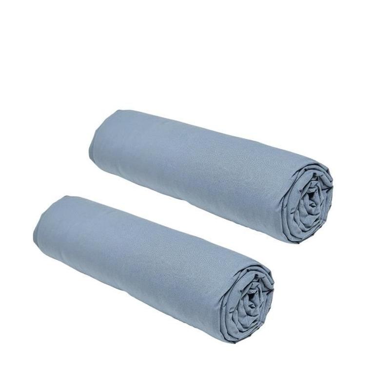 Lot de 2 draps housses TODAY Essential - 160 x 200 cm - 100% Coton - Denim