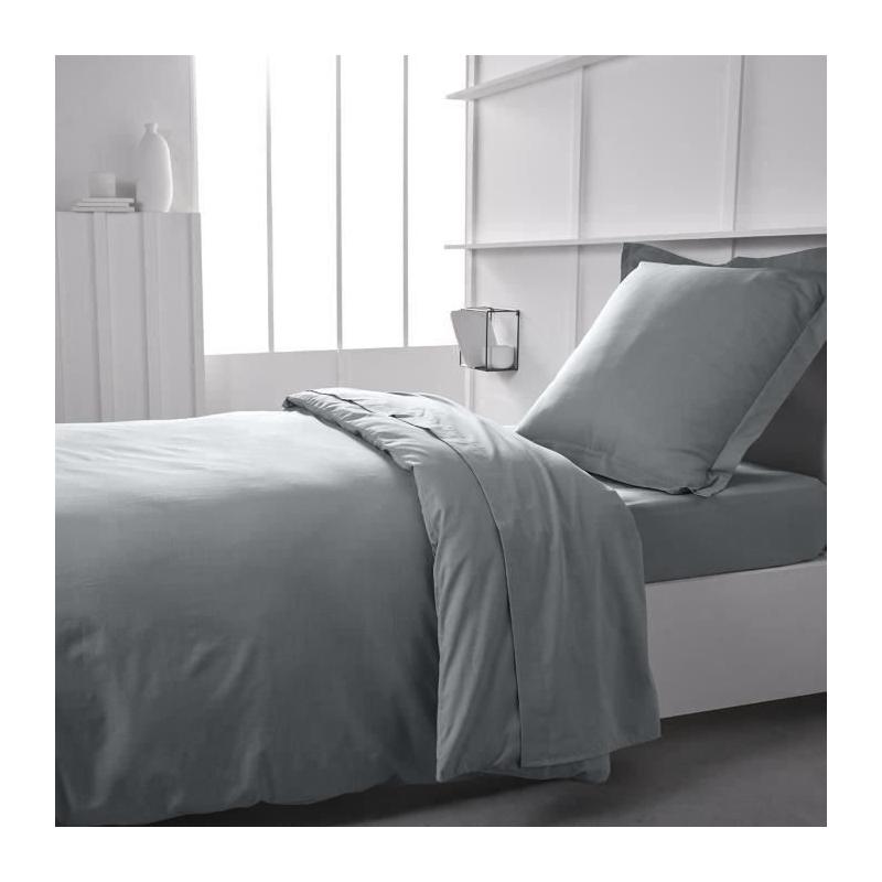 Housse de couette TODAY Essential en coton uni - 140x200 cm - Acier