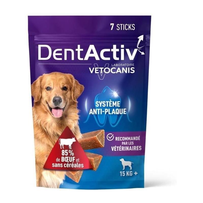 DentActiv - 7 Bâtonnets VETOCANIS pour Chien 15kg+