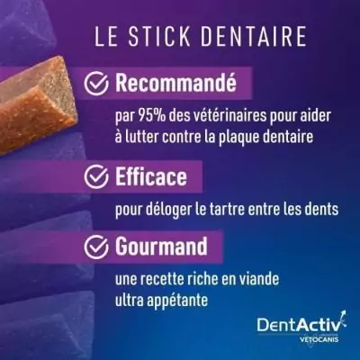 FRIANDISE DentActiv - 12 Mini Bâtonnets Hygiène Bucco-Dentaire - VETOCANIS