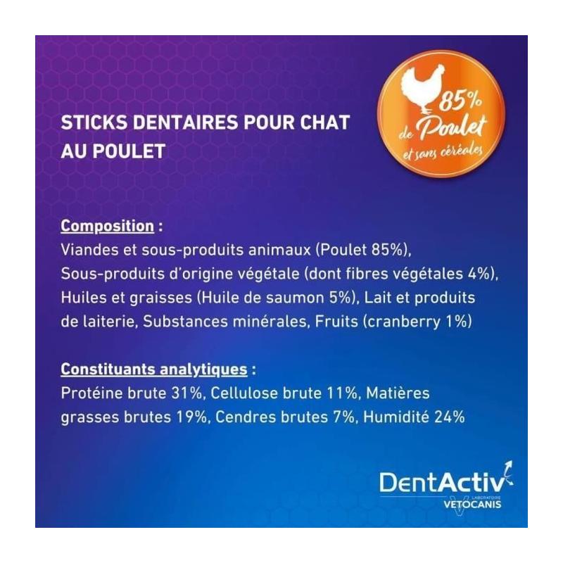 DentActiv - 10 Bâtonnets pour Hygiène Bucco-Dentaire Chat