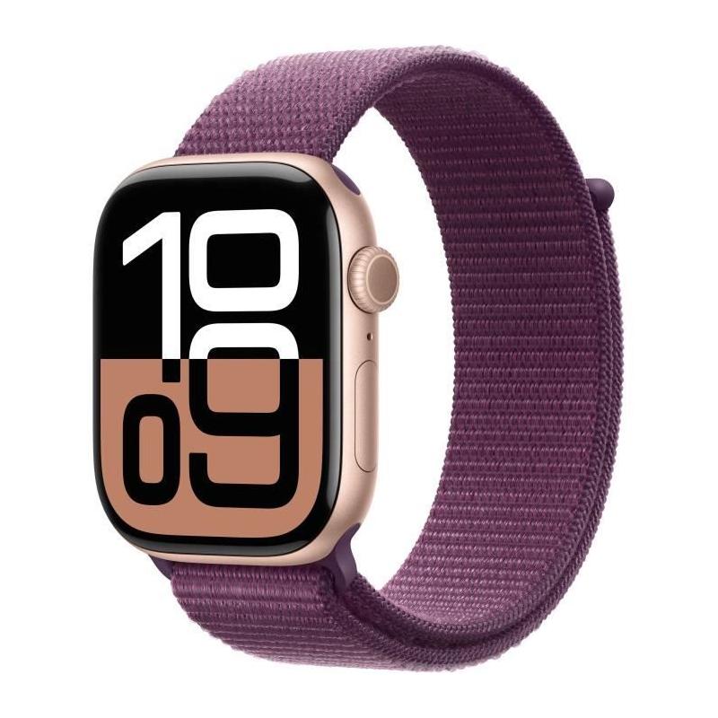 Apple Watch Series 10 GPS 46mm - Rose Gold Aluminium - Plum Sport Loop