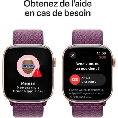 Apple Watch Series 10 GPS 46mm - Rose Gold Aluminium - Plum Sport Loop
