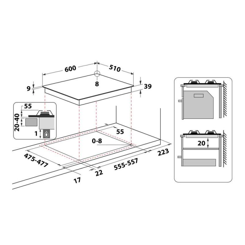 Hotpoint PCN 641 T IX HA Acier inoxydable Intégré 60 cm Gaz 4 zone(s)