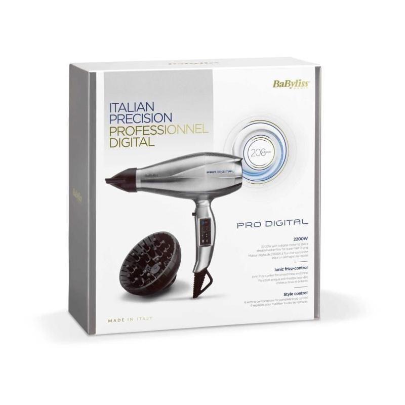 Seche-cheveux BaByliss 6000E Pro Digital 2200 - Technologie Ionique