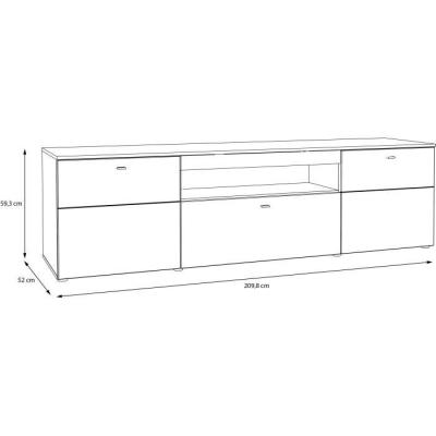 Meuble TV COMO - Style Moderne - Gris / Chene - Livraison Rapide