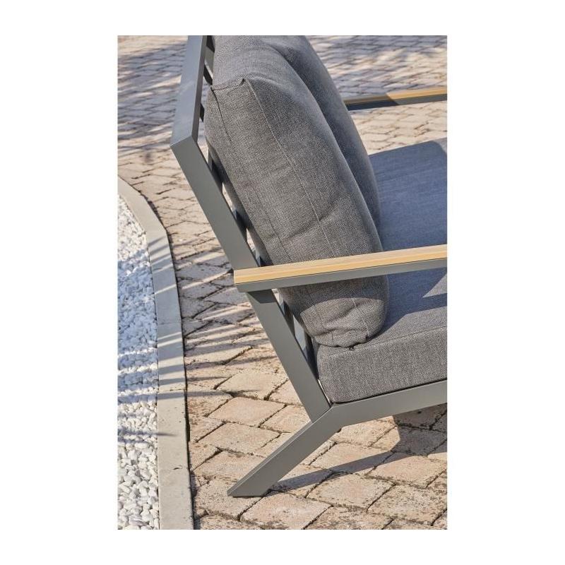 Salon de jardin aluminium 5 places gris anthracite et polywood - KOMMOS