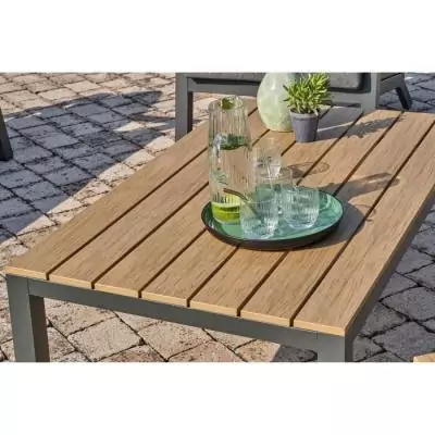 Salon de jardin aluminium 5 places gris anthracite et polywood - KOMMOS Salon de jardin aluminium 5 places gris anthracite et polywood - KOMMOS