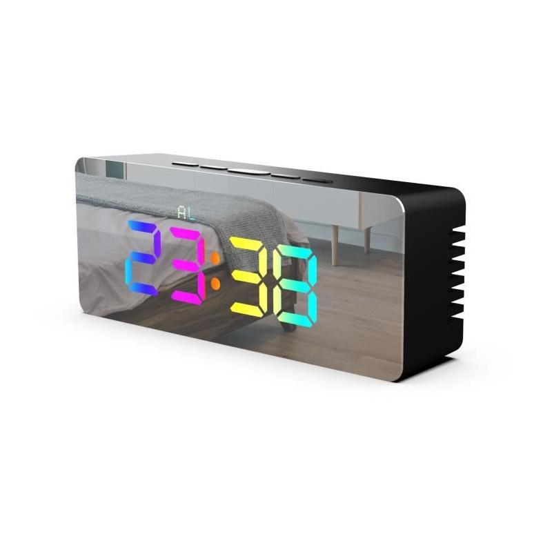 Réveil LED RGB EVOOM MIRROR - Miroir intégré avec emballage compact