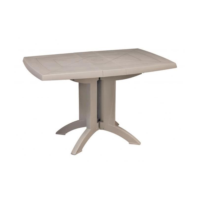 Table de Jardin pliante en résine VEGA - GROSFILLEX - 118 x 77 cm Lin Gris