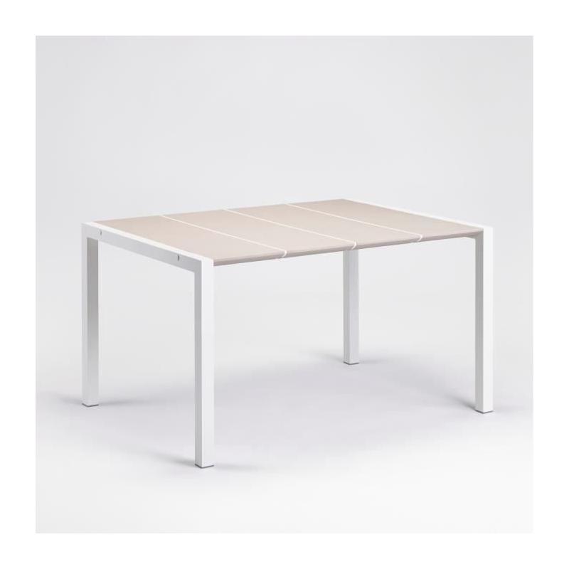 Table de jardin GROSFILLEX - Eden 133 Blanc lin 133x87 - Aluminium et résine