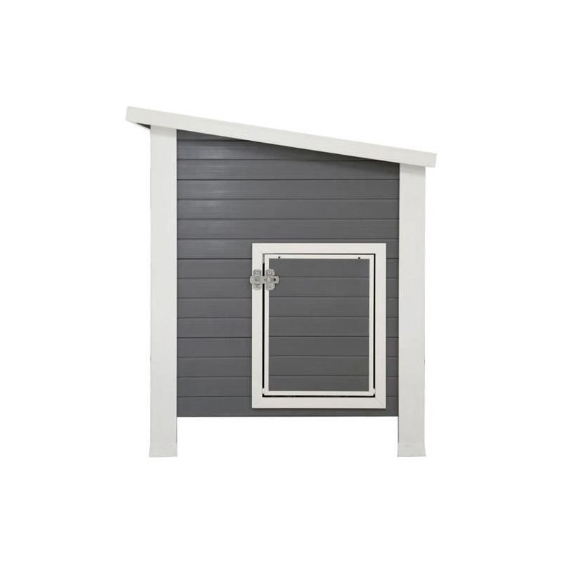 Poulailler Barney Plastique 2-4 poules - Gris/Blanc - 60% PVC 40% bois
