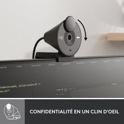 Webcam Full HD 1080p Logitech Brio 300 - Microphone intégré - Réduction de bruit