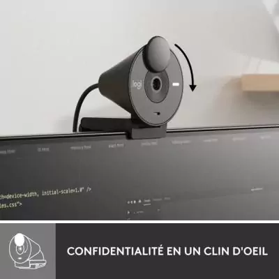 Webcam Full HD 1080p Logitech Brio 300 - Microphone intégré - Réduction de bruit