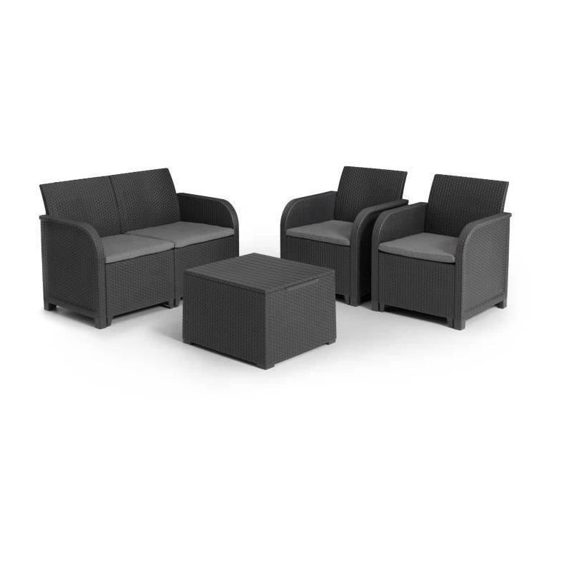 Salon de jardin avec coffre de rangement - Allibert by KETER - Gris graphite
