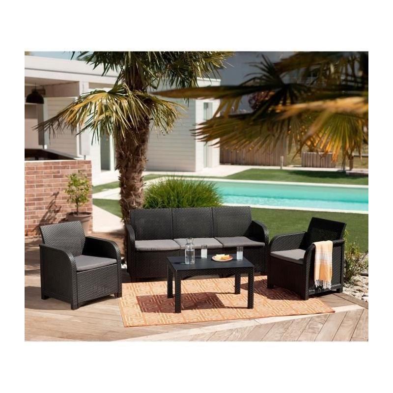 Ensemble de jardin en résine tressée - Allibert by KETER - 5 pers. - SanRemo - Gris graphite