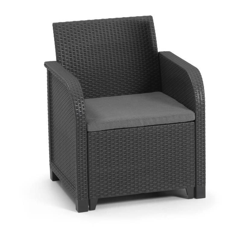 Ensemble de jardin en résine tressée - Allibert by KETER - 5 pers. - SanRemo - Gris graphite