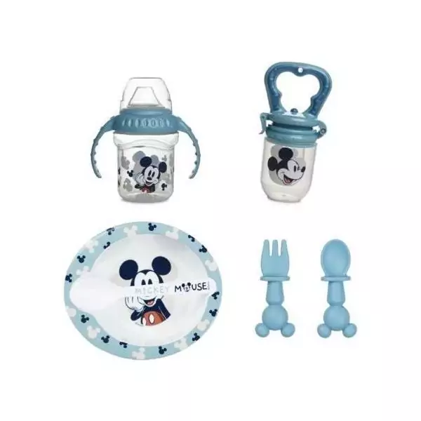 Pack repas 1er age THERMOBABY MICKEY - 1 grignoteuse + 1 bol avec cuillere + 1 tasse a poignée + un set de 2 couverts
