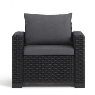 Ensemble de jardin en résine tressée gris graphite avec pouf et table basse - KETER - 4 personnes