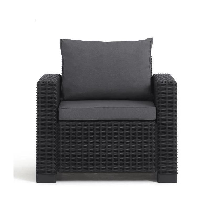 Ensemble de jardin en résine tressée gris graphite avec pouf et table basse - KETER - 4 personnes