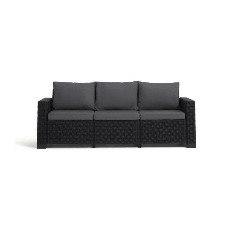 Ensemble de jardin en résine tressée gris graphite avec pouf et table basse - KETER - 4 personnes