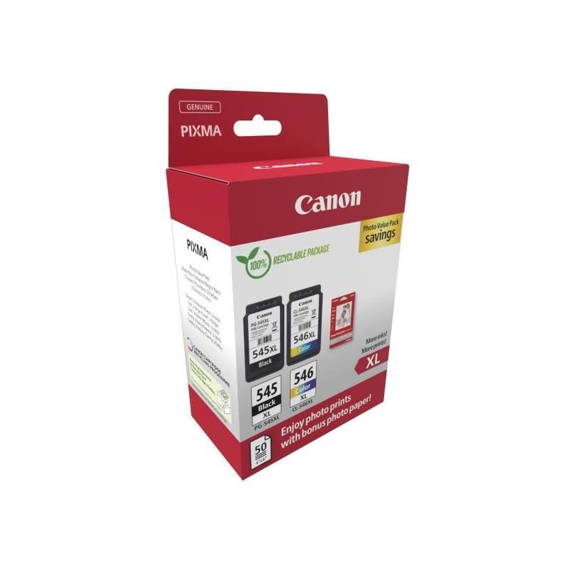 Pack Recharge d'Encre Canon - PG-545XL Noir + CL-546XL Couleur