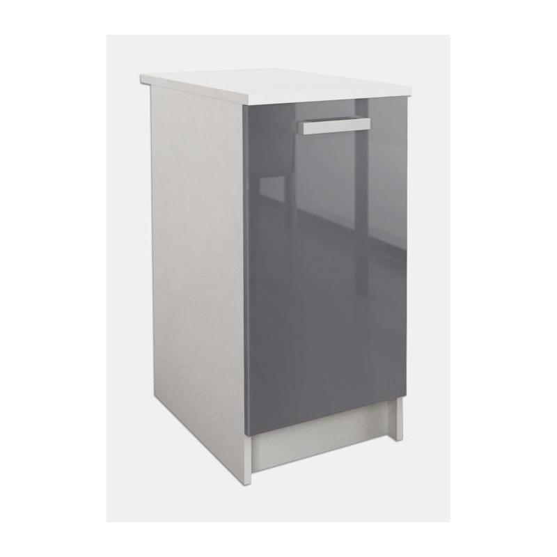 Caisson bas de cuisine 40cm - Gris brillant, Made in France