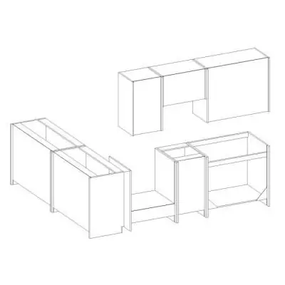 Cuisine complète d'angle 240x165 cm - Angles réversible - Gris Matera