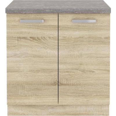 Meuble bas 2 portes battantes avec plan de travail - Chene Sonoma - 80x51,6x82 cm