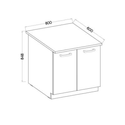 Meuble bas 2 portes battantes avec plan de travail - Chene Sonoma - 80x51,6x82 cm