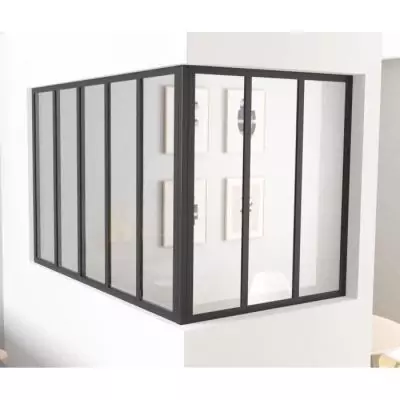 Poteau d'angle OPTIMUM - Noir - Idéal pour VERRIERE D'INTERIEUR