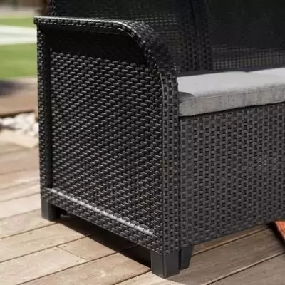 Ensemble de jardin en résine 4 personnes - SAN REMO - Gris graphite Ensemble de jardin en résine 4 personnes - SAN REMO - Gris graphite