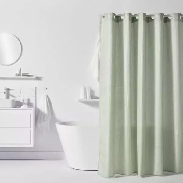 Rideau de douche gauffré - Green - Polyester - 180 x 200 cm - 12 crochets - UTILITY - TODAY