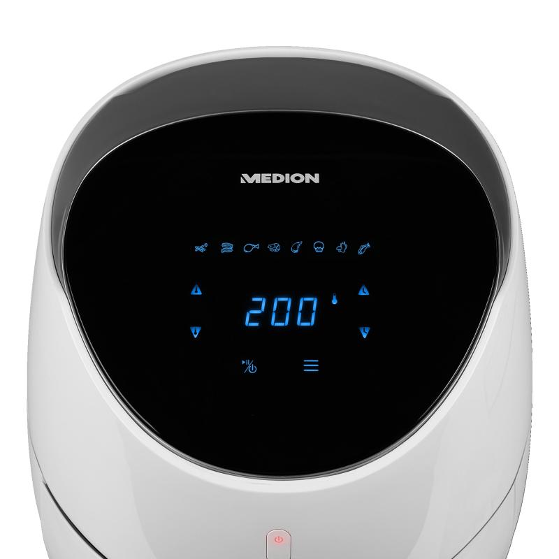 MEDION MD 19279 - XL Friteuse à air chaud - 2000W - 5L - Friture anti-graisse - Panneau de contrôle numérique - 8 programmes -