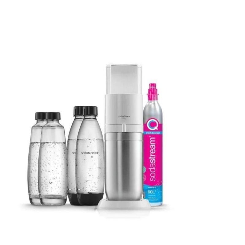 Machine à eau pétillante SODASTREAM - DUO Blanche - 2 carafes en verre - Idéal pour des boissons rafraîchissantes