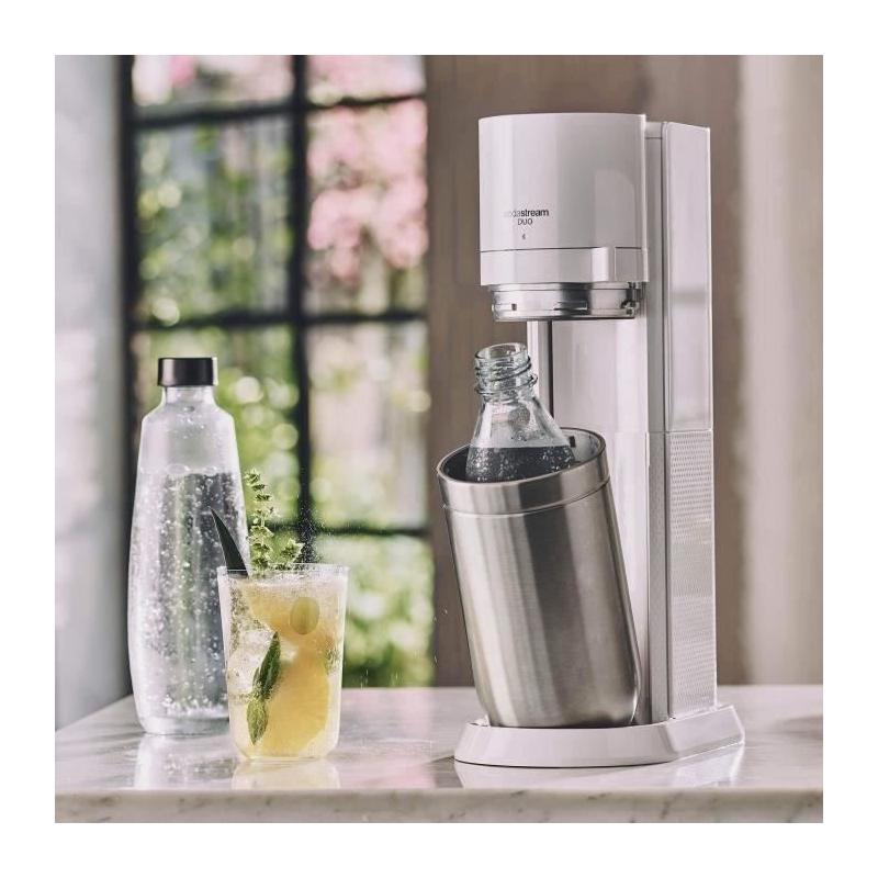 Machine à eau pétillante SODASTREAM - DUO Blanche - 2 carafes en verre - Idéal pour des boissons rafraîchissantes