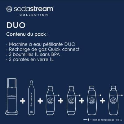 Machine à eau pétillante SODASTREAM - DUO Blanche - 2 carafes en verre - Idéal pour des boissons rafraîchissantes