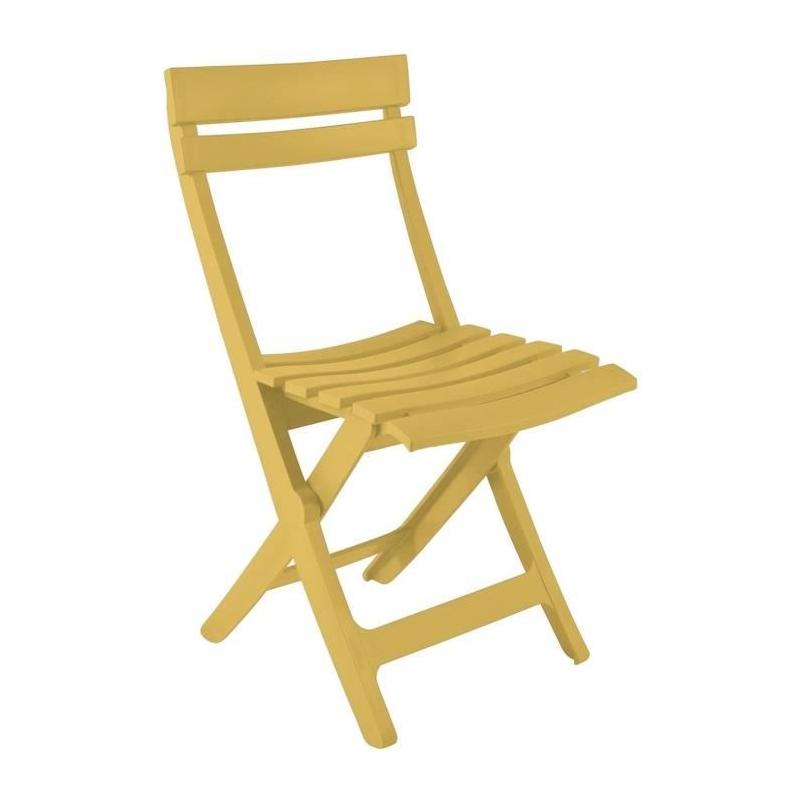 Chaise pliante jaune indien GROSFILLEX - MIAMI, compacte et colorée