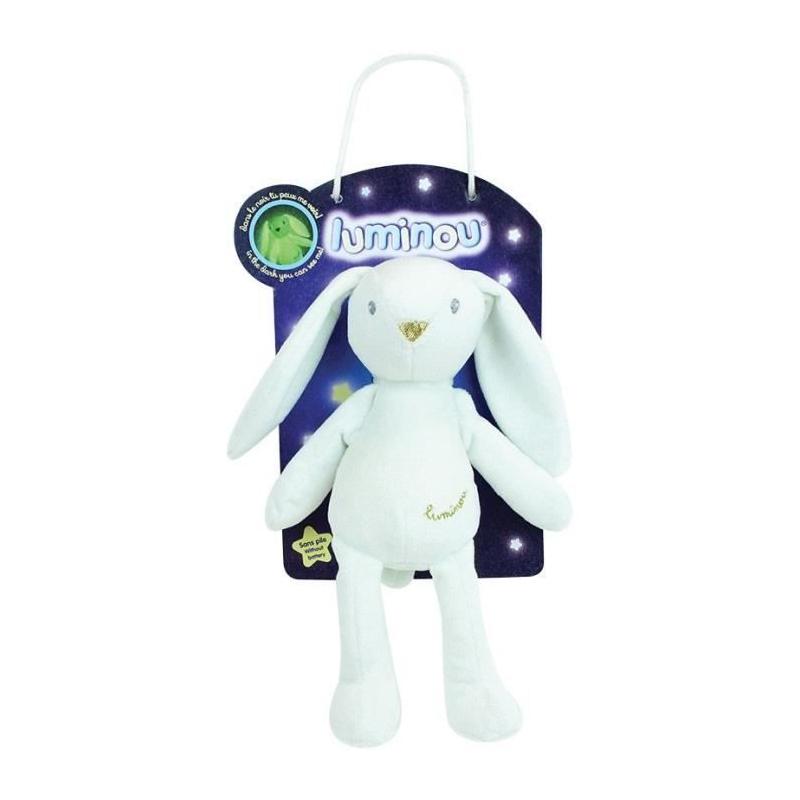 Peluche Lapin Blanc Lumineux Naturel Sans Pile 20 cm