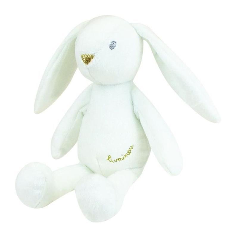 Peluche Lapin Blanc Lumineux Naturel Sans Pile 20 cm