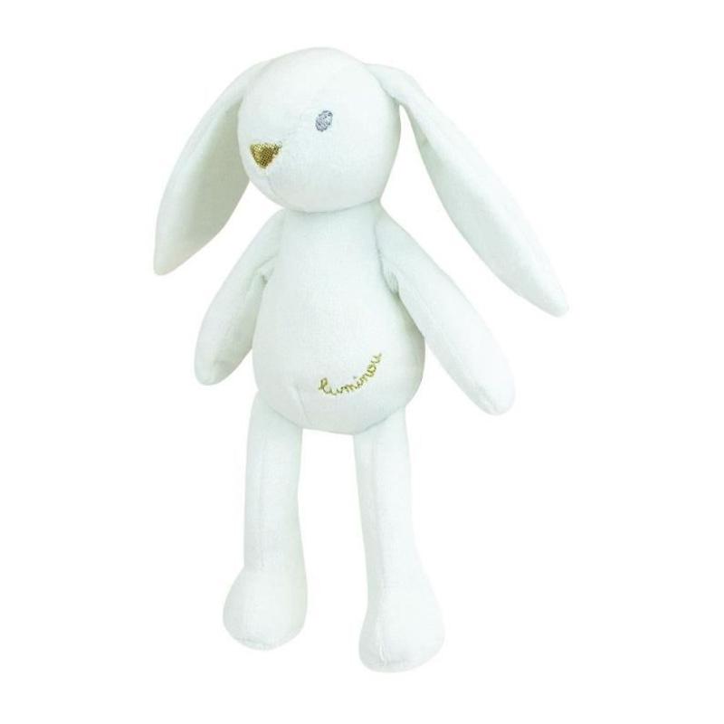Peluche Lapin Blanc Lumineux Naturel Sans Pile 20 cm