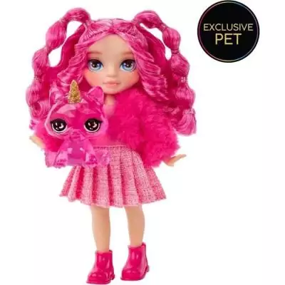 Découvrez la Rainbow High Littles - Poupée 15cm + animal de compagnie - Rose