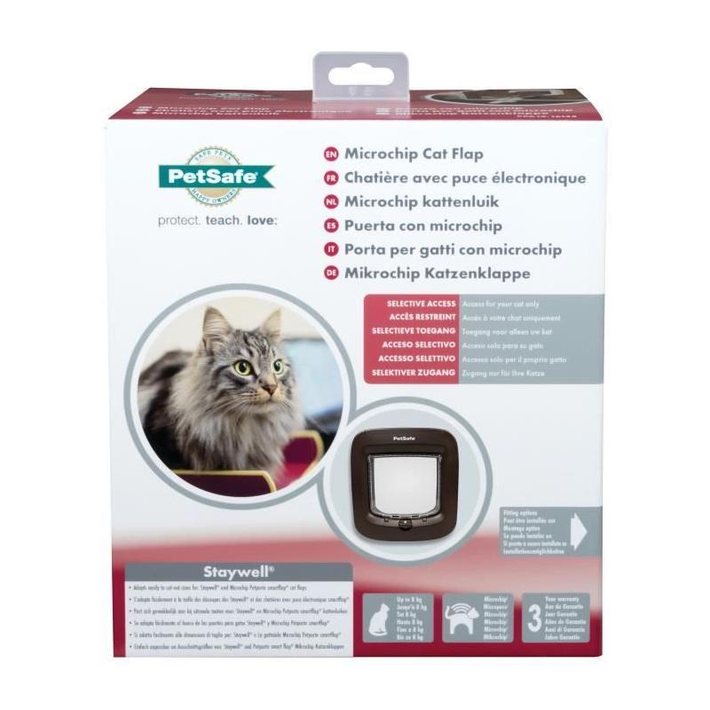 Chatière électronique pour chat - Brun 26x23x15 cm