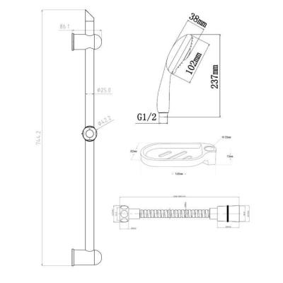 Barre de douche + douchette sans robinet Stop'o - COLONNE DE DOUCHE