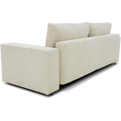 Canapé convertible 3 places JOSH - Velours côtelé beige - Coffre de rangement