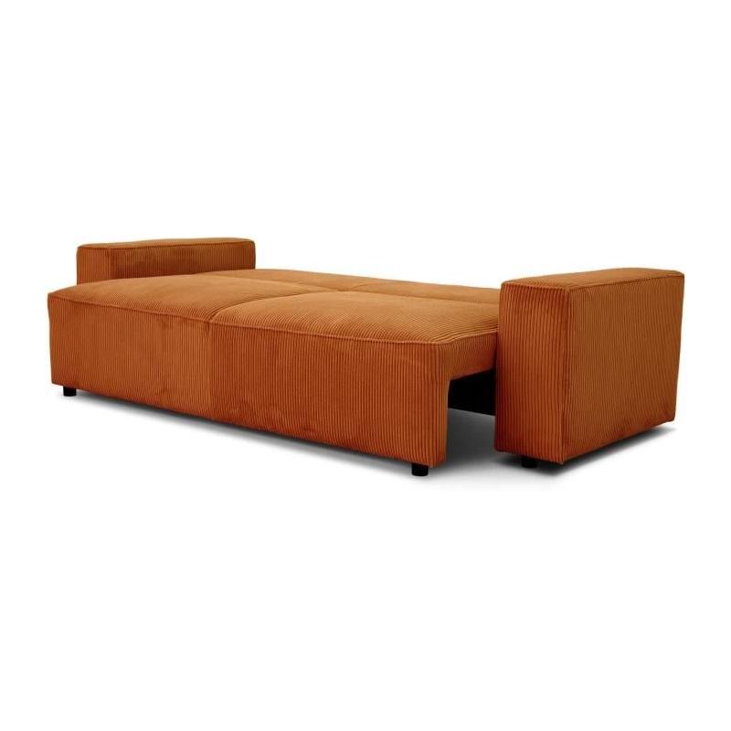 Canapé convertible terracotta JOSH 3 places - Design éco-responsable