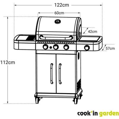 Barbecue à gaz COOK'IN GARDEN FIDGI 3 - Noir