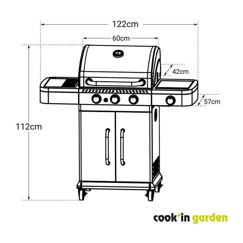 Barbecue à gaz COOK'IN GARDEN FIDGI 3 - Noir